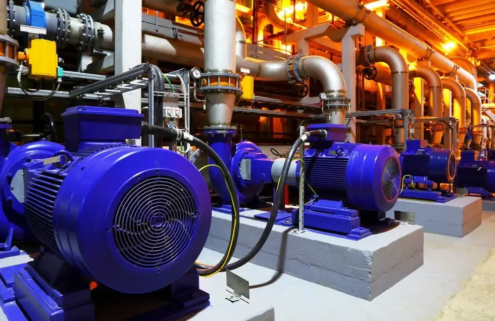 Industrial motors and pump equipment in an industrial facility